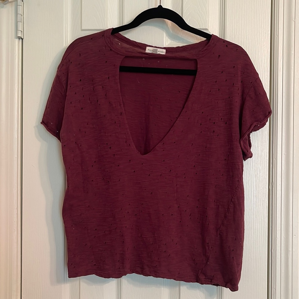 Distressed low cut tee